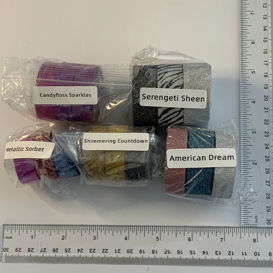 LOTE de 15 rollos Washi Tape brillo azul rosa cebra plata negro dorado púrpura Foto 3 de 4