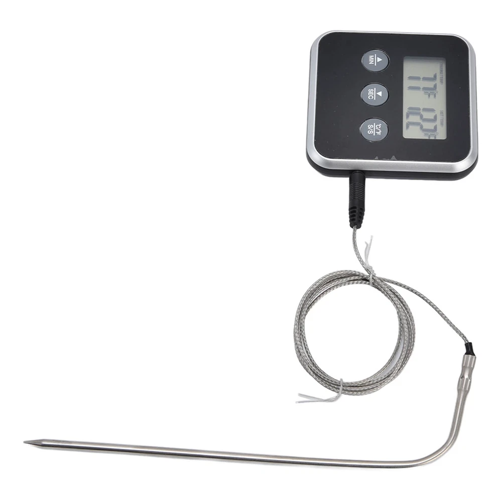 (Black)Meat Thermometer Smart 3 Buttons Digital LED Display Multifunctional O (Black)Meat Thermometer Smart 3 Buttons Digital LED Display Multifunctional O