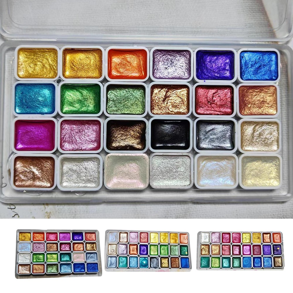 Pearlescent Watercolor Set 24 Color Pearlescent Watercolor Art Palette