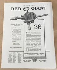 Chicago Pneumatic Tool Co. 1924 orig vintage print ad 20s illus Red Giant drill