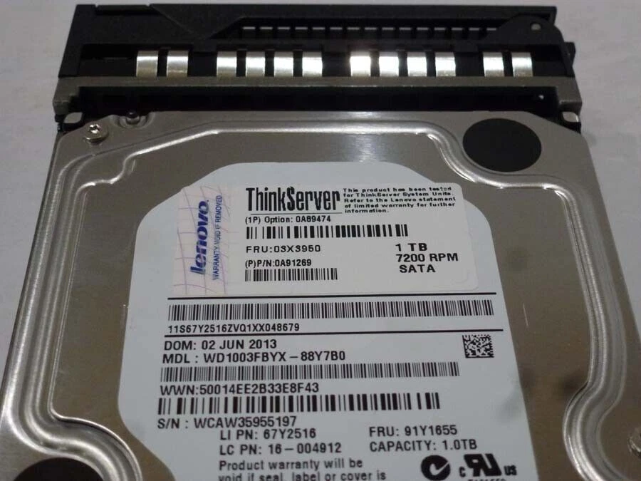 Lenovo 1TB 03X9650 ThinkServer 0A89474 0A91269 7.2K 3.5'' Hard Drive SATA HDD - Image 2 of 4