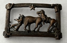 Calf Roping Brass Belt Buckle Western Rodeo 2  Belt Cut Out