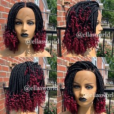 Medium Box Braids Wig Ombre