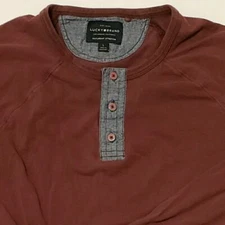 Lucky Brand Henley Shirt Large Saturday Stretch Lightweight Long Sleeve Red (H)