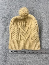 Beanie Toque Womens One Size Ivory Cable Knit Acrylic Winter Snow Ski Pom