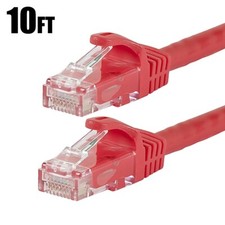10FT CAT6 RJ45 Ethernet LAN Network Patch Cable UTP Stranded Copper 24AWG Red