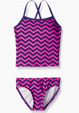 Kanu Surf Girls Tankini Two Piece Swimsuit Crossed Back Size 12 00931