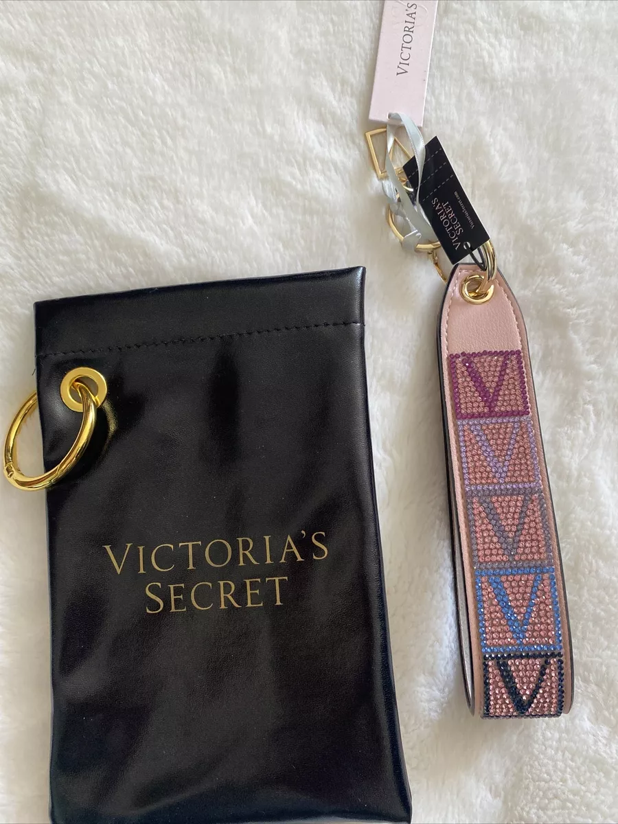 VICTORIA'S SECRET WRISTLET STRAP SPARKLE V - MONOGRAM LOGO KEYCHAIN  PINK - NEW