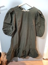George Size 8 Dark Khaki Green Short Sleeve Puff Sleeve Short Dress (124/71/v)