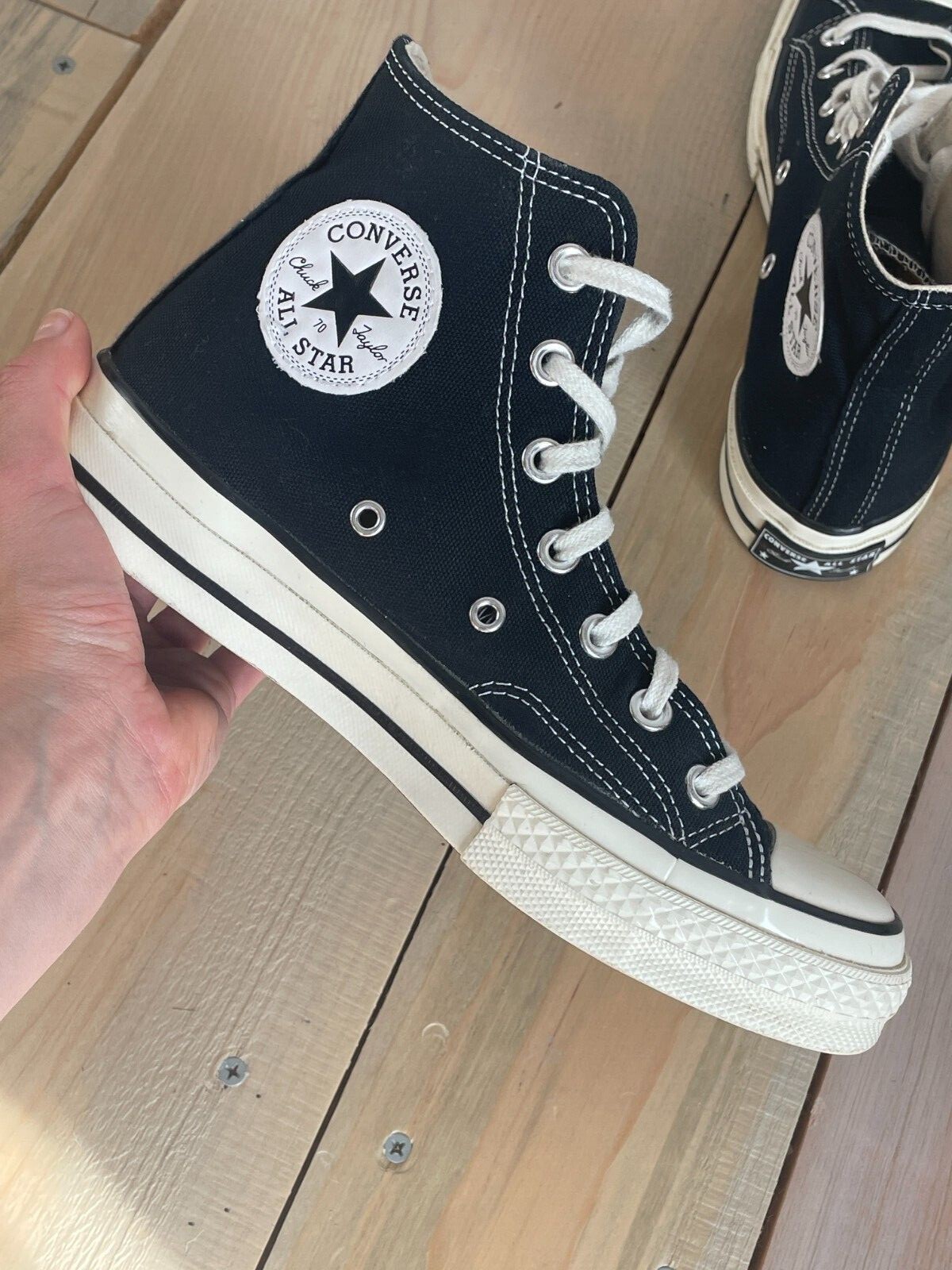 Converse High Chuck 70s in Black worn once! size 7w 5m
