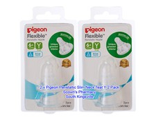 2 x Pigeon Peristaltic Slim Neck Teat Size Y BPA Free 6 Months 2 Pcs 4 Pcs