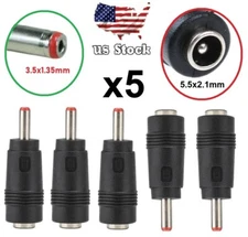 5pcs Copper DC Power Connector 5.5mmx2.1mm Female to 3.5mmx1.35mm Male Adapter