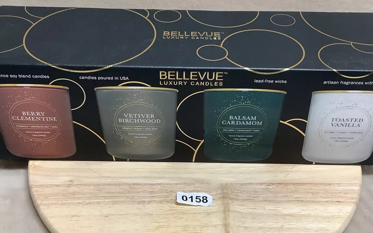 Bellevue Luxury Candle Set Of 4 Berry, Birchwood, Balsam And Toasted