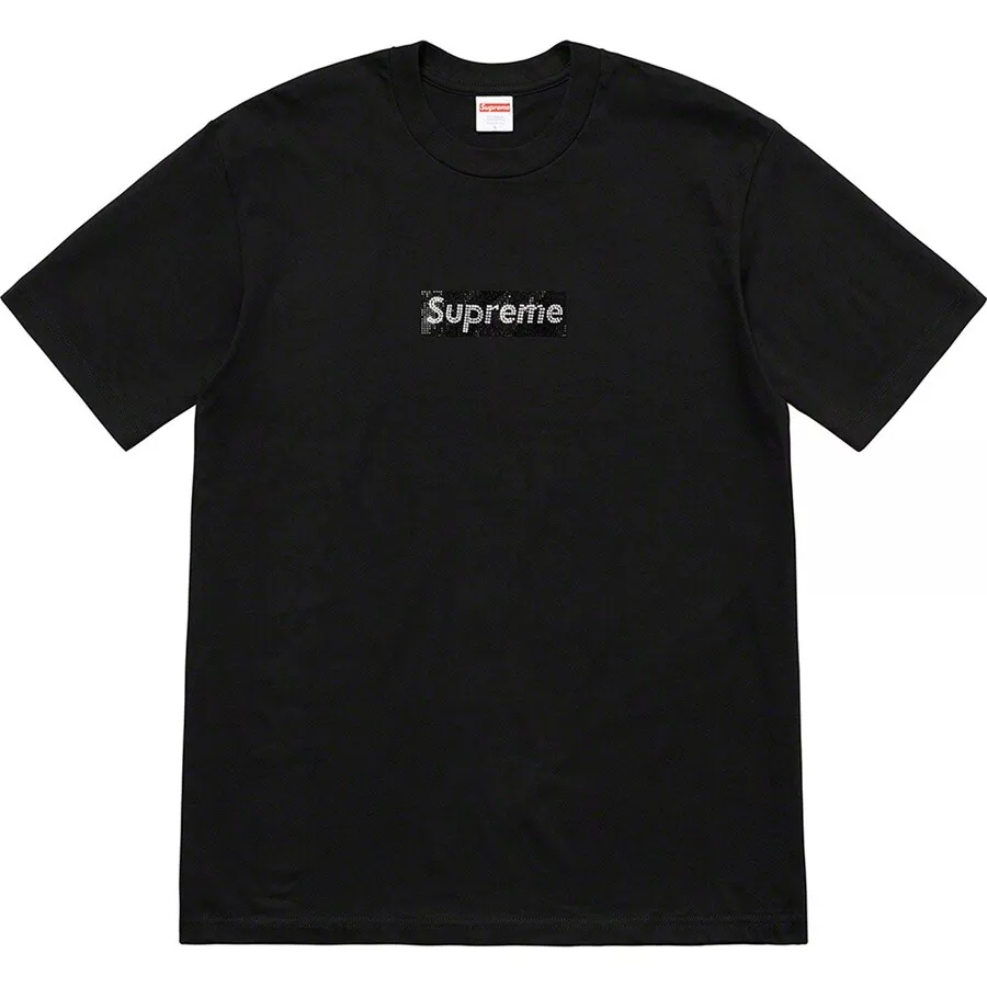 黒 M Supreme Swarovski Box Logo Tee