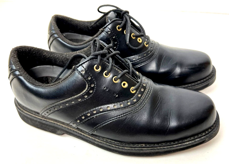 ZAPATOS DE GOLF DUNLOP de colección para hombre talla US 9 diseño clásico de espiga suave negros Foto 3 de 4