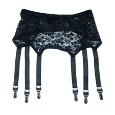 Floral Hollow Lace Garter 6 Straps Suspender Belt Plus Size Lingerie Nightwear