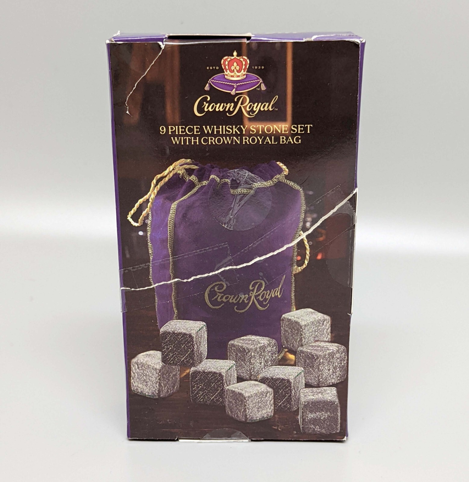 New Crown Royal 9pcs Whisky Stone Set + Crown Royal Bag-image