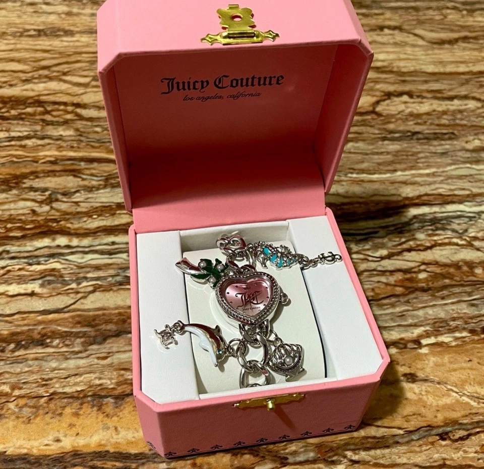 Juicy Couture Silver Charm Bracelet Watch Dolphin Seashell Seahorse Charms - image 3 of 4