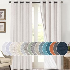 Blackout Curtains 108 Inches Long Solid Thermal Insulated with White Liner Fu...