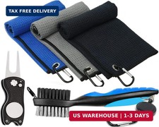 Golf Towel Pack - 3 Microfiber Waffle Pattern Golf Towels Including Golf Club Br