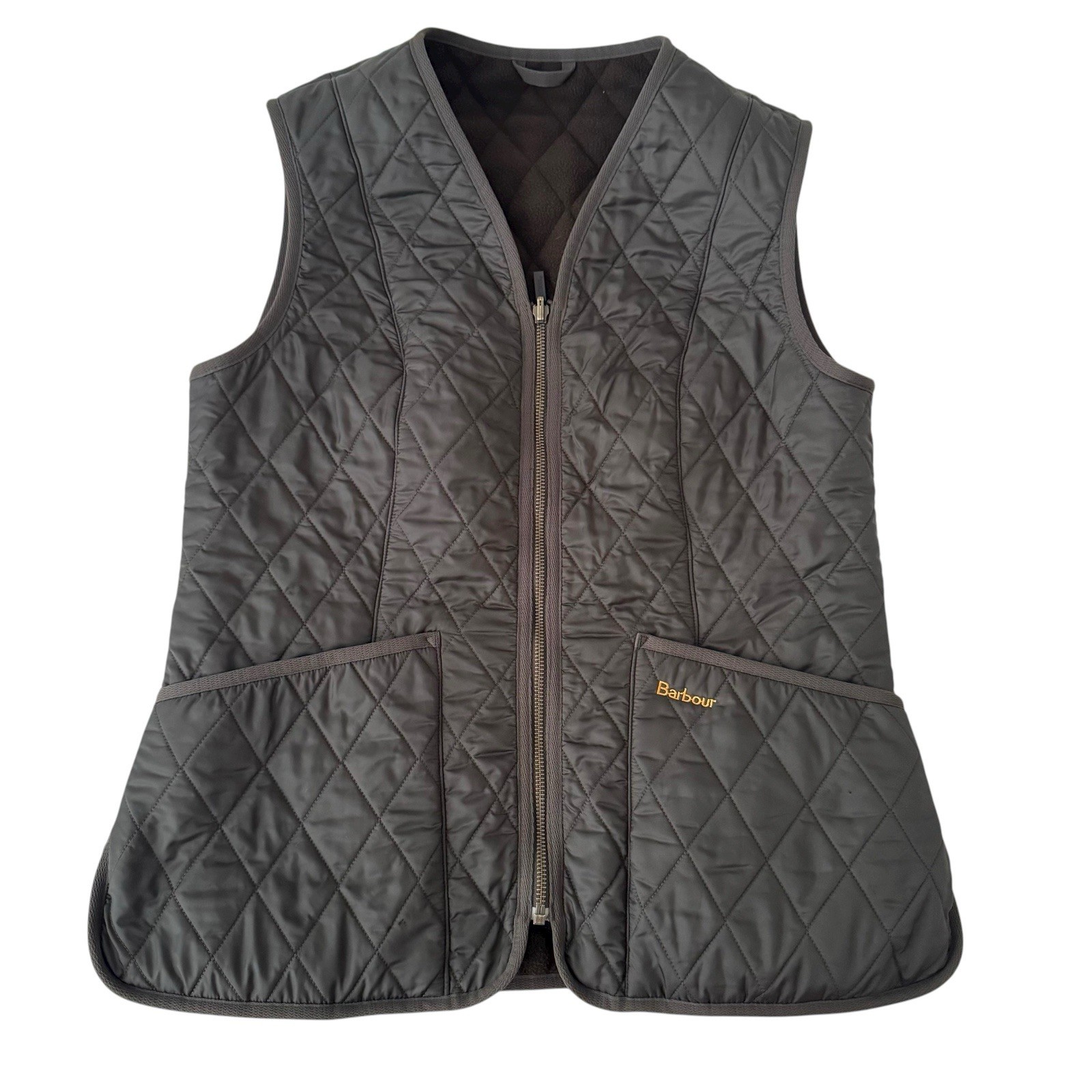 BARBOUR WOMEN'S FLEECE BETTY VEST Green SZ 10 Zip Up Casual Equestrian Lined
