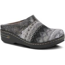 Spring Step L’Artiste Zigino Clogs Black Floral Leather Comfort EU 40 US 9 NIB