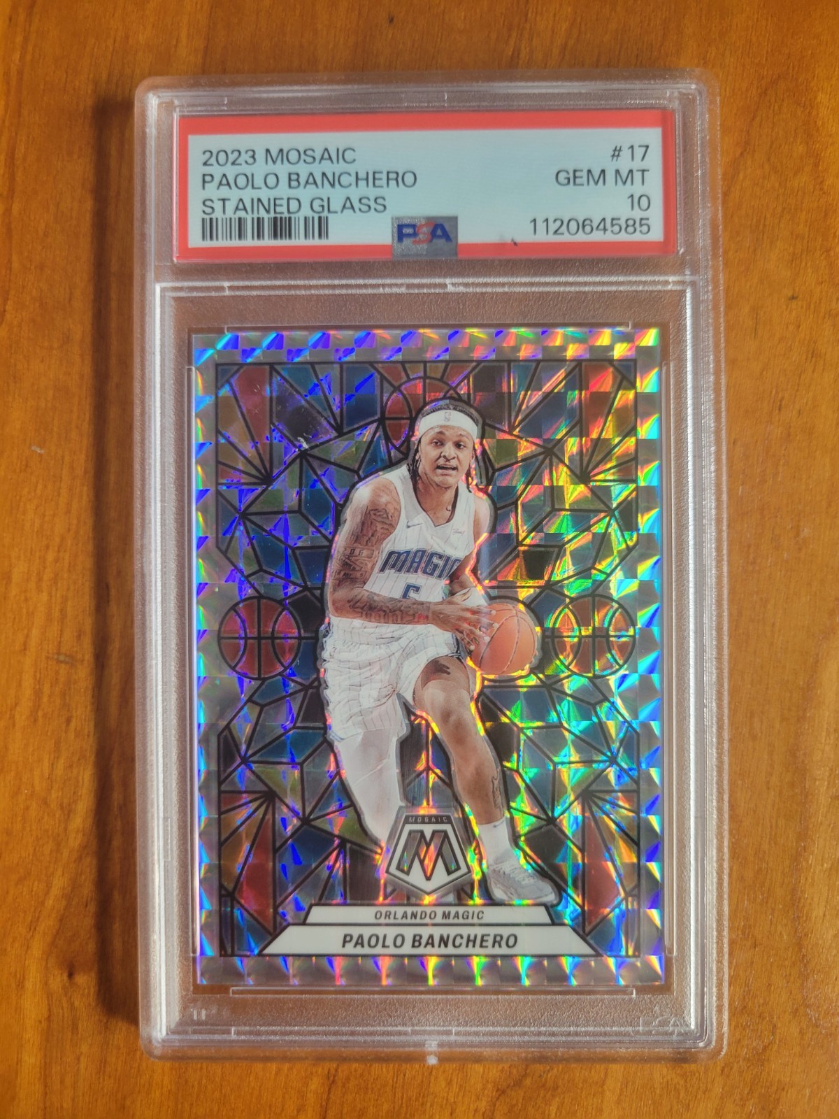 2023-24 Panini Mosaic Paolo Banchero Stained Glass SP Case Hit PSA 10 Gem Mint