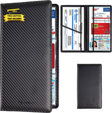 Car Registration  Insurance Card Holder, Carbon Fiber Black                