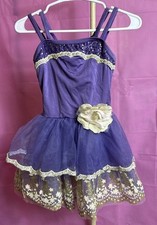 Weissman Intermediate Girl MC Purple Gold Tutu Lace dance Costume Recital