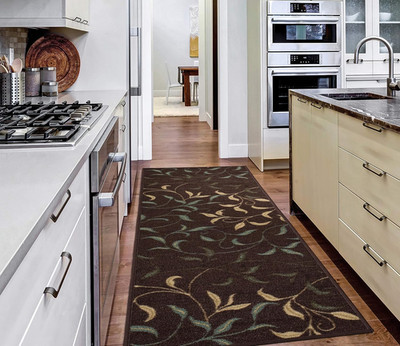 Hallway Runner Rug 20'' X 59'' Non Slip Leaves Area Rugs Easy to Clean Laundry Rug