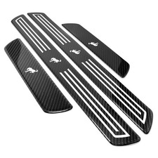 Ford Bronco Logo X-Large Black Carbon Fiber 4 Pcs Universal Door Sill Plates