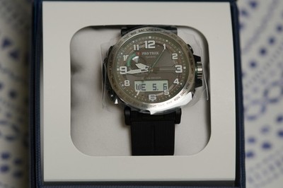 Casio Pro Trek PRG601-1 Men's Black Triple Sensor Solar Powered Watch New In Box