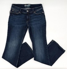 Wrangler Jeans Womens 11/12x34 Blue Boot Cut Stretch Dark Wash Denim Five Pocket