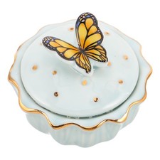 Ceramic Nail Art Pen Cup - Vintage Butterfly Manicure Dappen Dish with Mesh