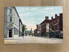 Postcard Burlington VT Vermont College Street Vintage c1910 PC