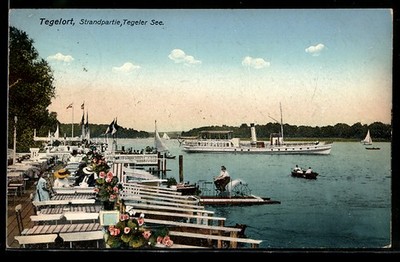 Ansichtskarte Berlin-Tegelort, Strandpartie, Tegeler See 1914 
