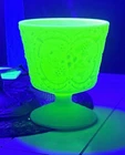 Fenton Art Glass Uranium Green Compote Vase