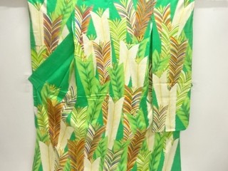 44032# JAPANESE KIMONO / ANTIQUE FURISODE / SILK / EMBROIDERY / YOUNG PINE