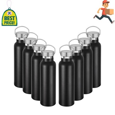 NEW 20oz Insulated Water BottlesDouble Wall Sport Bottle Black 8 Pack