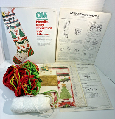 CM Columbia-Minerva Needlepoint Christmas Idea Candy Cane Stocking Kit #2005