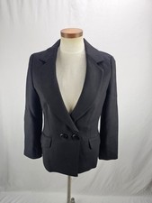 Classiques Entier Women's Black Double Breasted Wool Blend Blazer Jacket 8