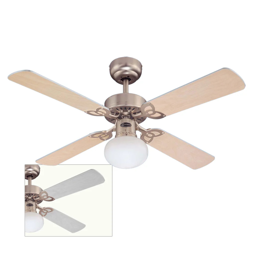 Ceiling Fan Silver Vegas 42"" 105cm Light Maple Westinghouse 72272