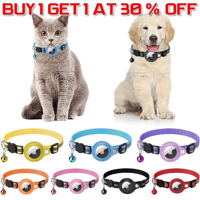 AIRTAG CAT COLLAR BREAKAWAY REFLECTIVE KITTEN BELL COLLAR WITH AIRTAG HOLDER