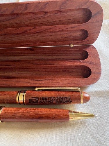 VTG Rosewood Ballpoint Pen & Mechanical Pencil Set Engraved USPS Memorabilia - Picture 11 of 12