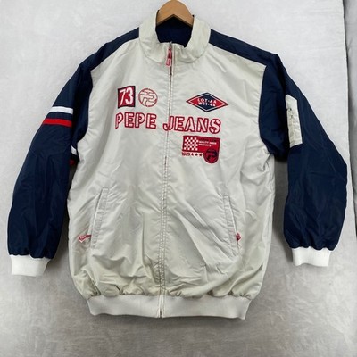 Pepe Jeans Reversible Bomber Jacket 3XL Navy Cream Vintage Racing Streetwear
