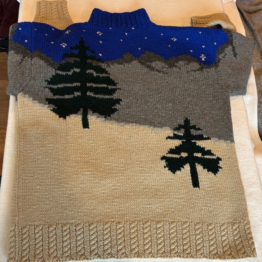 Vtg Ralph Lauren Intarsia Skiier Mountain Pullover Sweater WOOL Oversized P S image 7