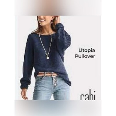 CAbi #6232 - Utopia Ribbed Pullover Sweater - Navy