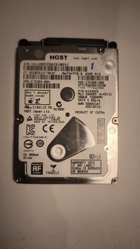 Festplatte HGST 500GB HTS725050A7E630 7200Rpm 32MB Sata III 2.5'' Zoll