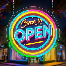Neon Open Sign for Business, 13 13'' Colorful Adjustable Brightness Come in We
