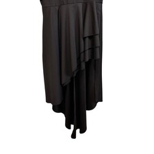 Ruffled High Low Asymmetrical Short Sleeve Dress Tunic Exposed Back Zipper Sz M